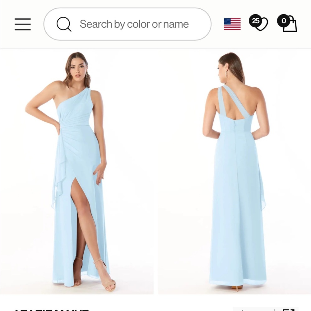 Azazie One-Shoulder Light Blue Evening Gown